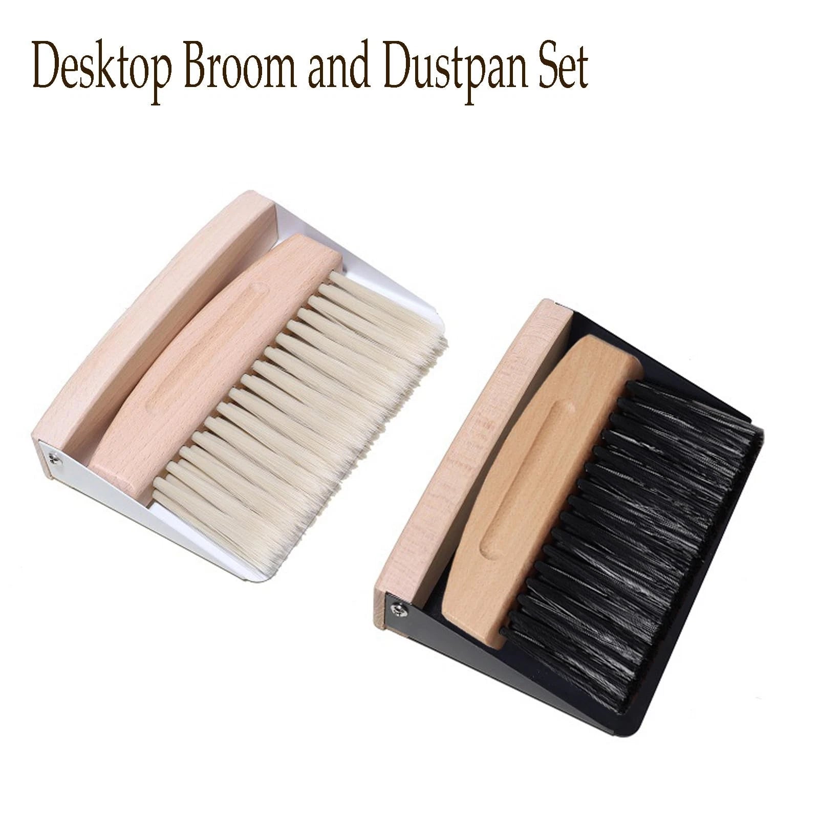 Mini Broom and Dustpan Set Small Metal and Brush Hand Whisk for Home Office