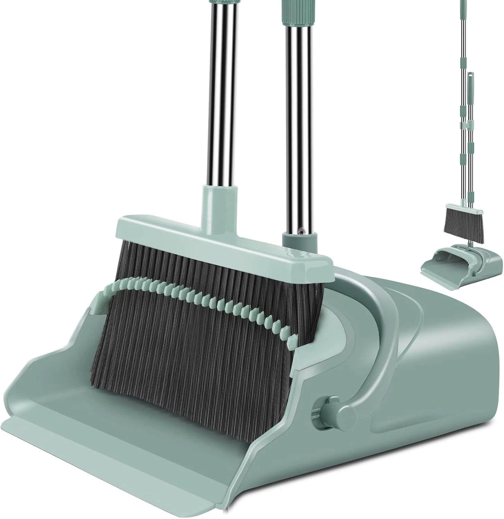 Upgrade Broom and Dustpan Set, Large Size and with Long Handle, Upright,