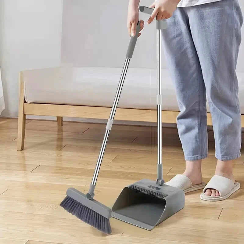 3-In-1 Broom and Dustpan Set Lightweight Upright Lobby Broom and Dust Pan Combo