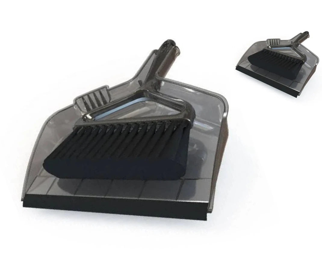10 In. Dust Pan and Brush Whisk Set for Cleaning, Heavy-duty Poly Hand Broom