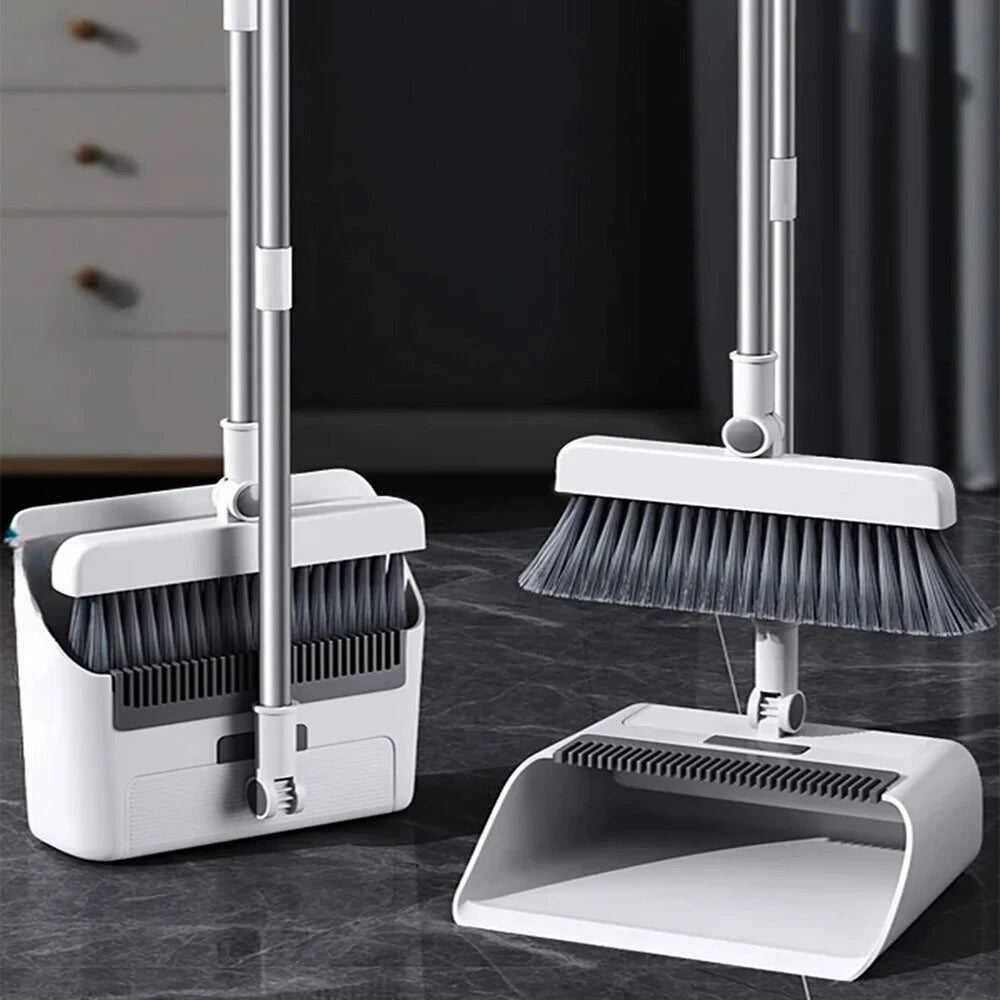 3-In-1 Broom And Dustpan Set 180 Degree Rotatable Broom Dustpan Combo New