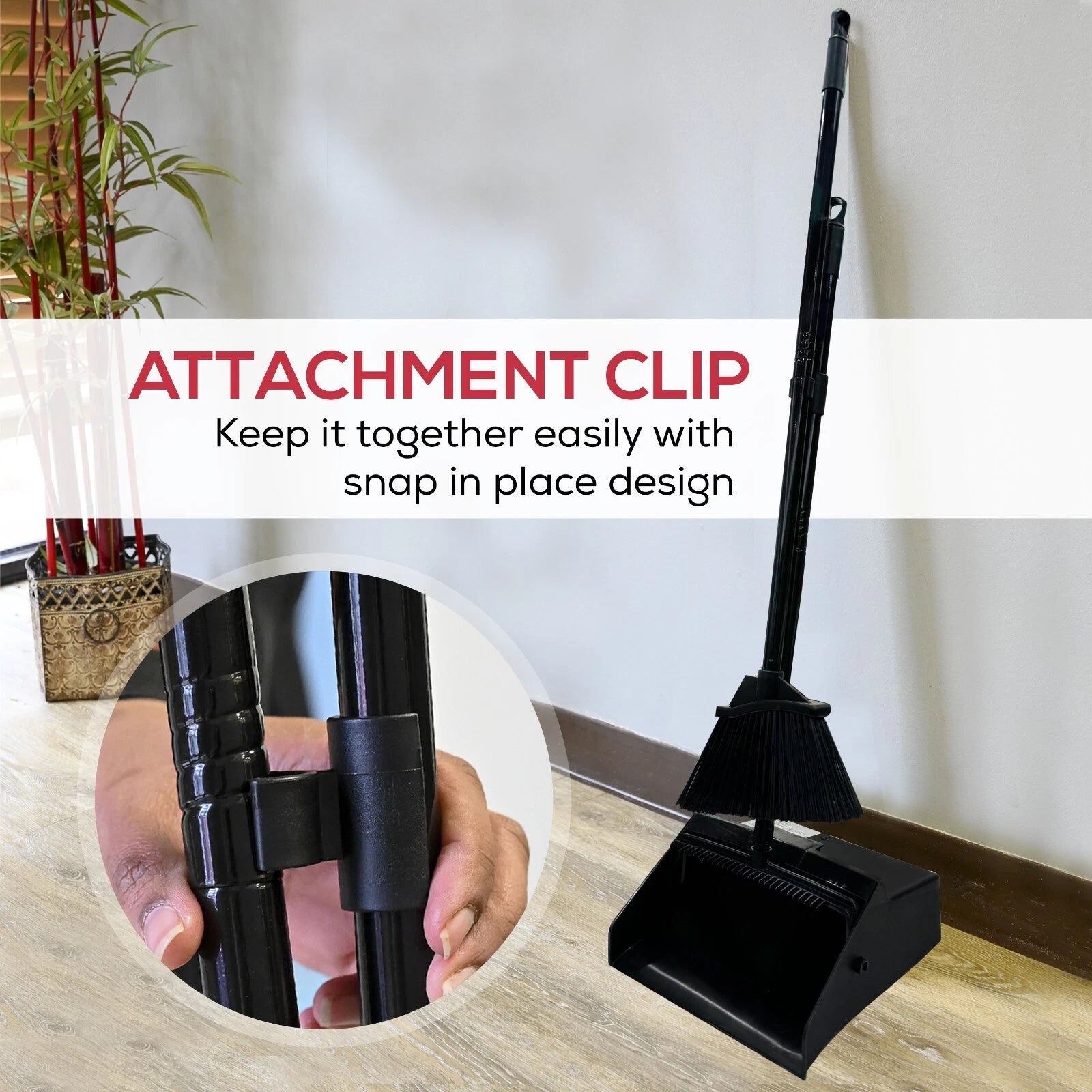 38" Upright Lobby Broom and Dustpan Set for Home & Commercial Use, 1 Set