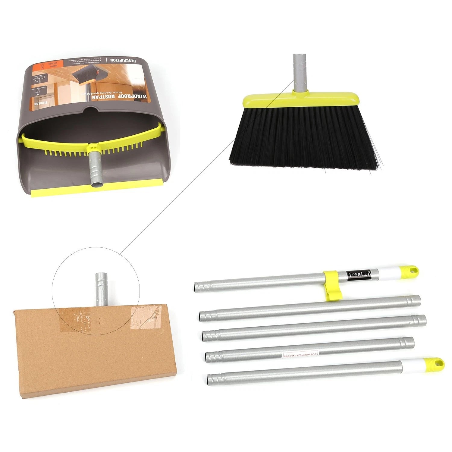 Broom and Dustpan Set Long Handle Combo Set for Office and Home Sweeping