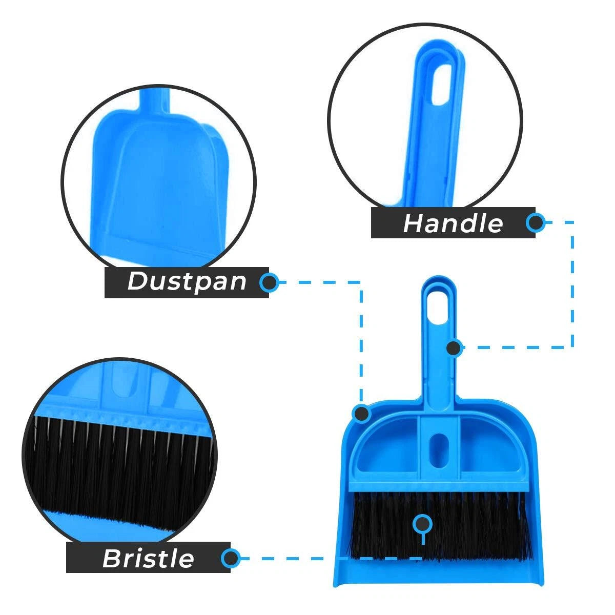 Mini Broom and Dustpan Set for Home Car Small Spaces Pets Camping Cleaning Kit