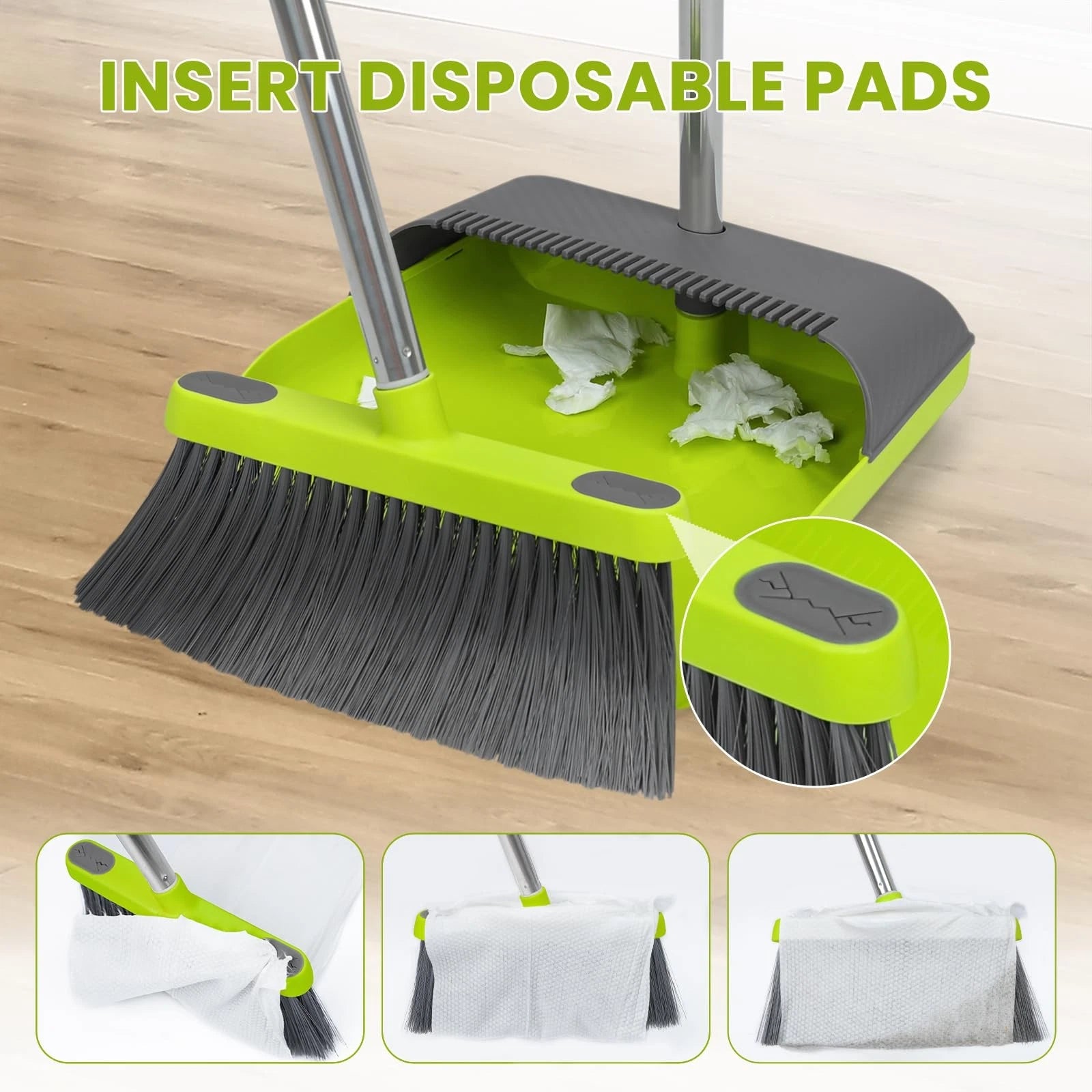 Broom and Standing Dustpan Set 50â€ Angle Broom with Long Handle Dust Pans for