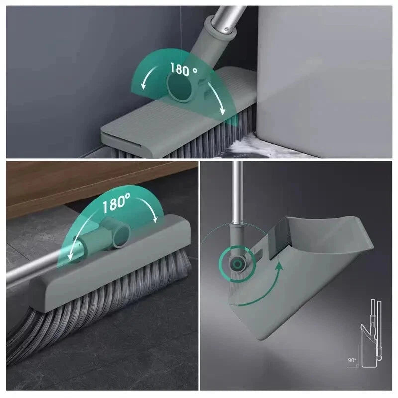 3-In-1 Broom and Dustpan Set Lightweight Upright Lobby Broom and Dust Pan Combo