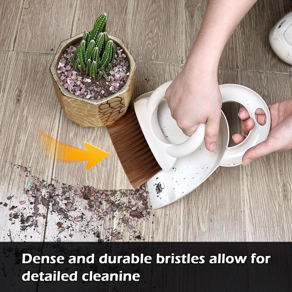 Mini Hand Broom and Dustpan Set: Small Brush Pan for Cleaning Home, White