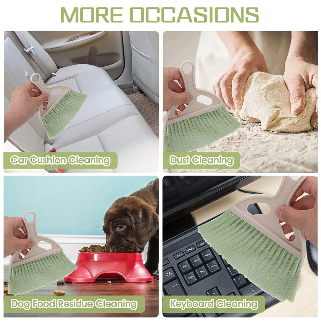 Small Broom and Dustpan Cleaning Set, Mini Whisk Dustpan and Brush (Green)
