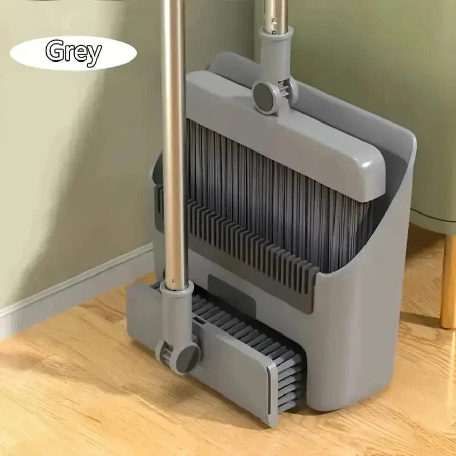 4 in 1 Broom and Dustpan Set Lightweight Upright Lobby Broom and Dust Pan Combo