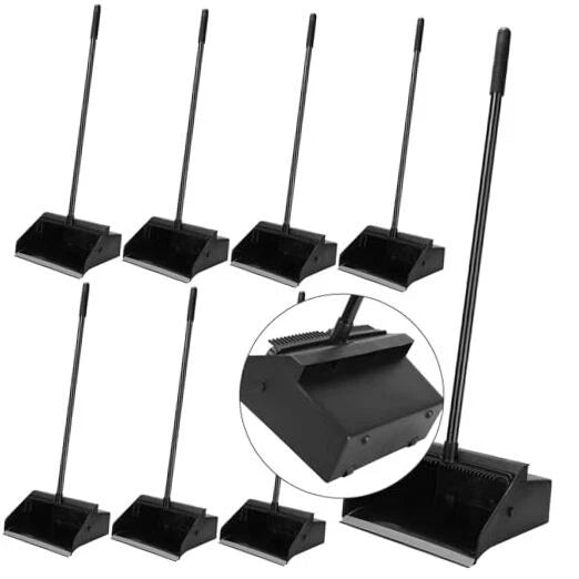Pcs Broom and Dustpan Set 36.6 Inch Dustpan with Long Handle 8 Black