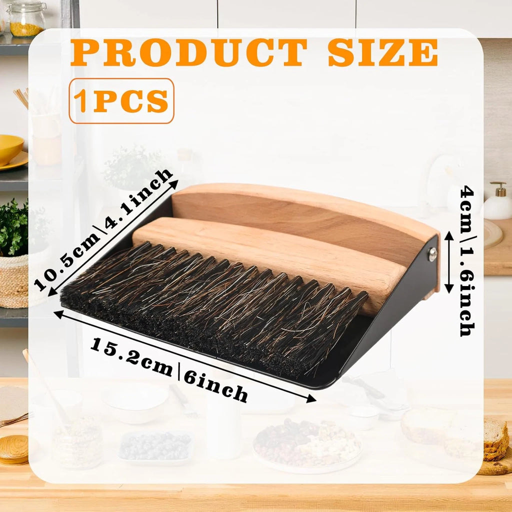 Small Dust Pan and Brush Set, Mini Hand Broom and Dustpan Set, Wooden Crumb Swee