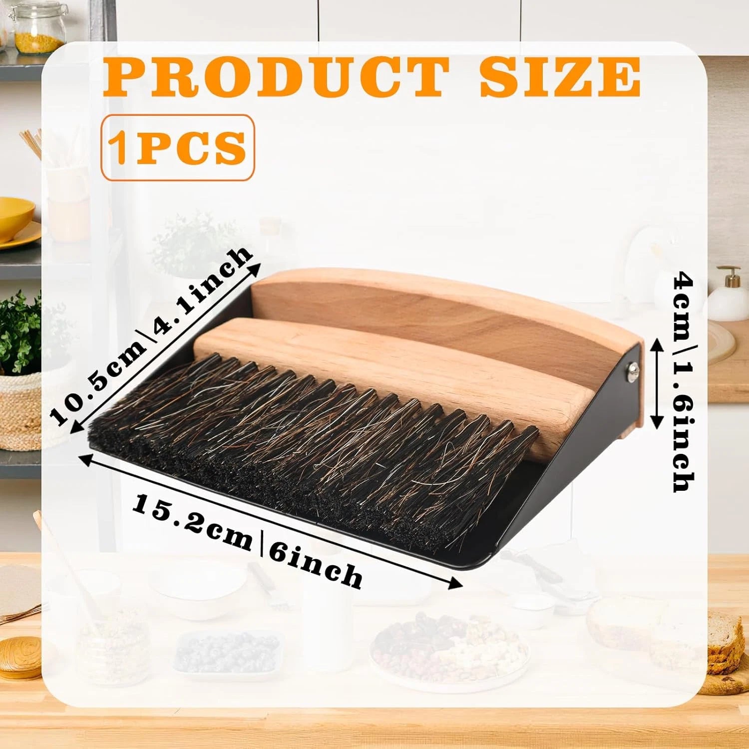 Small Dust Pan and Brush Set, Mini Hand Broom and Dustpan Set, Wooden Crumb Swee