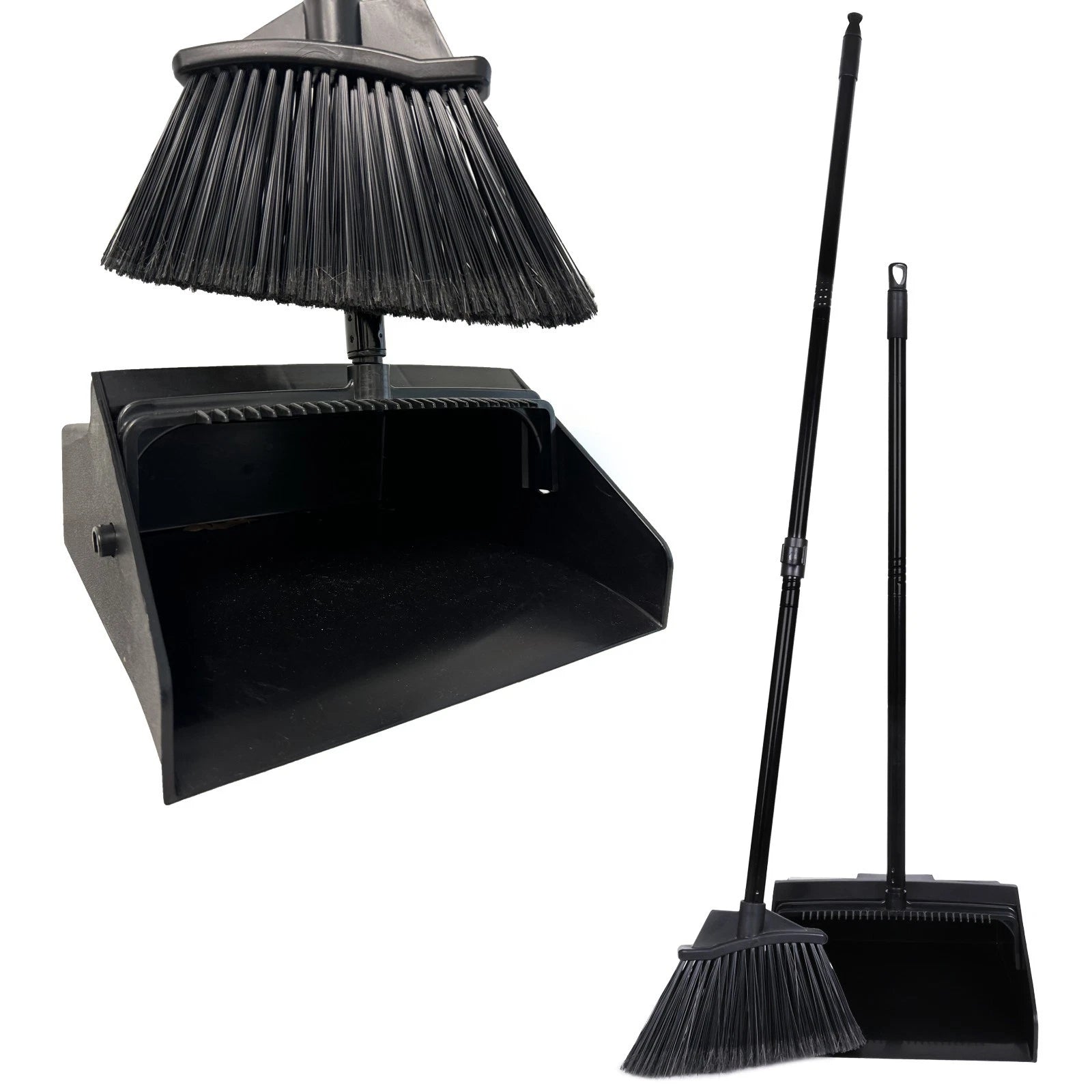 38" Upright Lobby Broom and Dustpan Set for Home & Commercial Use, 1 Set