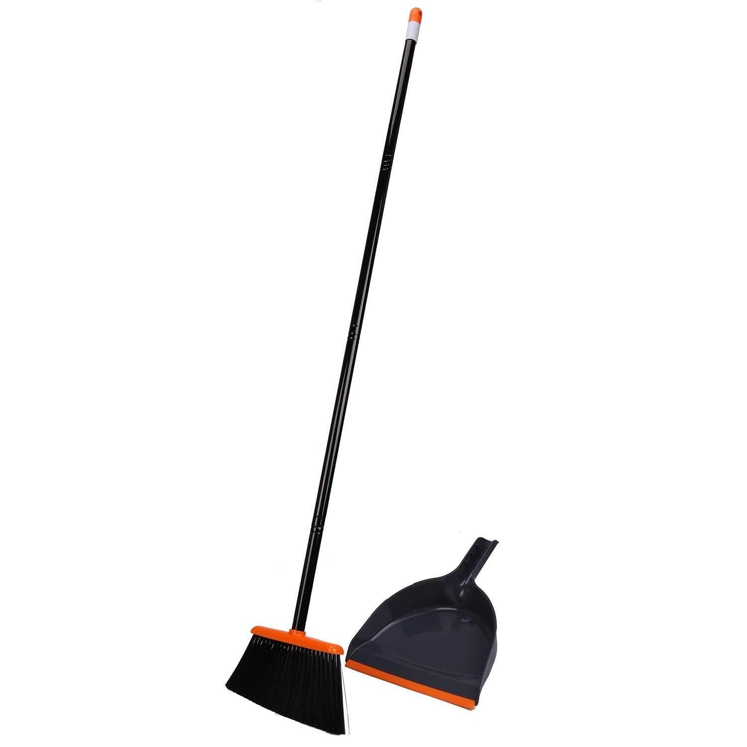 TreeLen Angle Broom and Dustpan Set Dust Pan Snaps On Broom Handles Orange