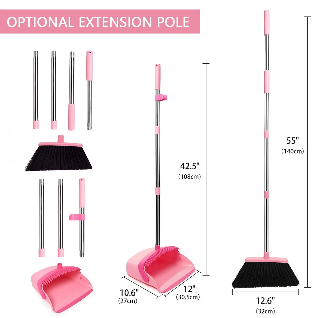 Broom and Dustpan Set, Dustpans with Broom Combo for Home, Heavy Dust Broom a...