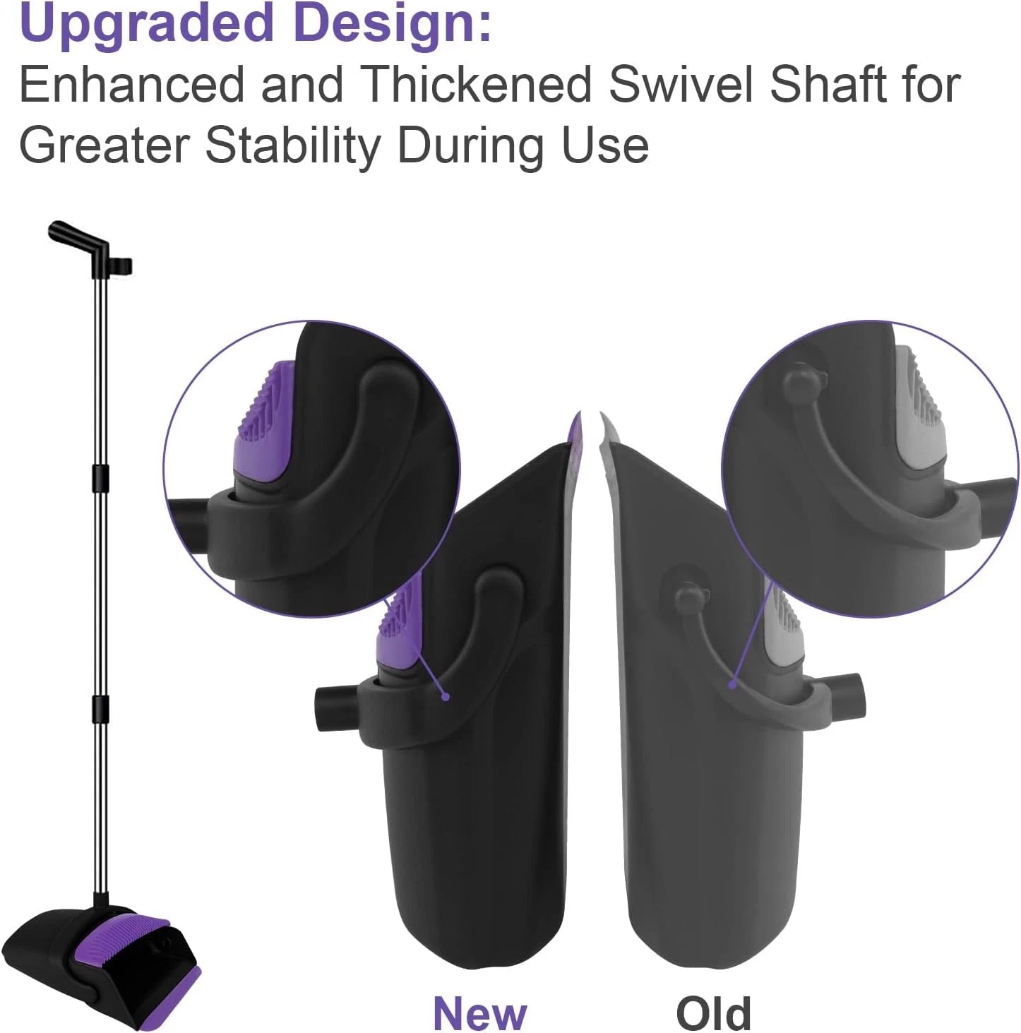 Broom and Dustpan Set, Upright Purple Broom with Dustpan Combo Set 51" Long Hand