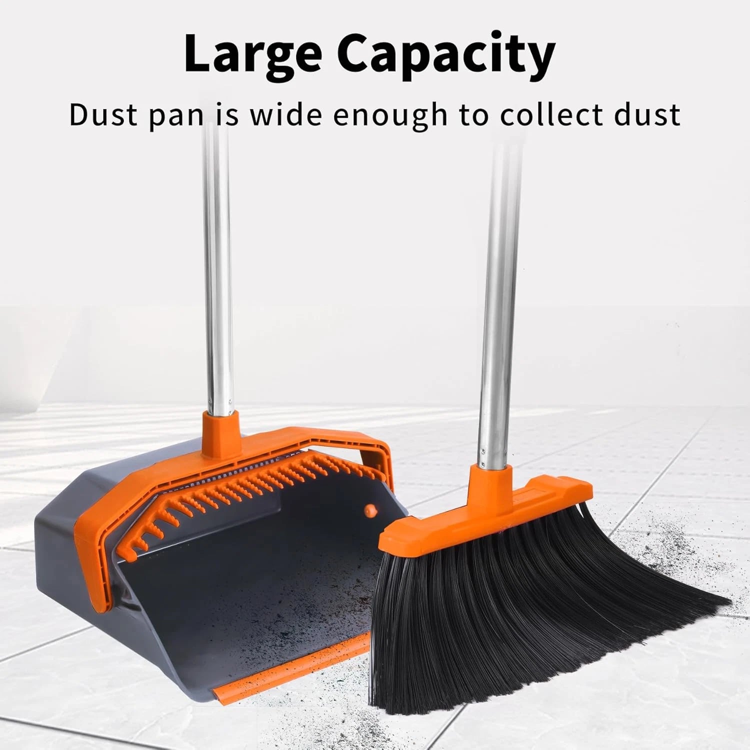 Broom and Dustpan Set with 51'' Long Handle, Upright Broom and Dustpan Combo