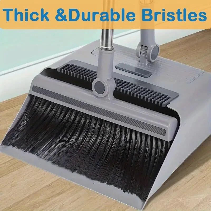 Broom & Dustpan Set 36-In Long Adjustable Handle Home Kitchen Office Hall Floor
