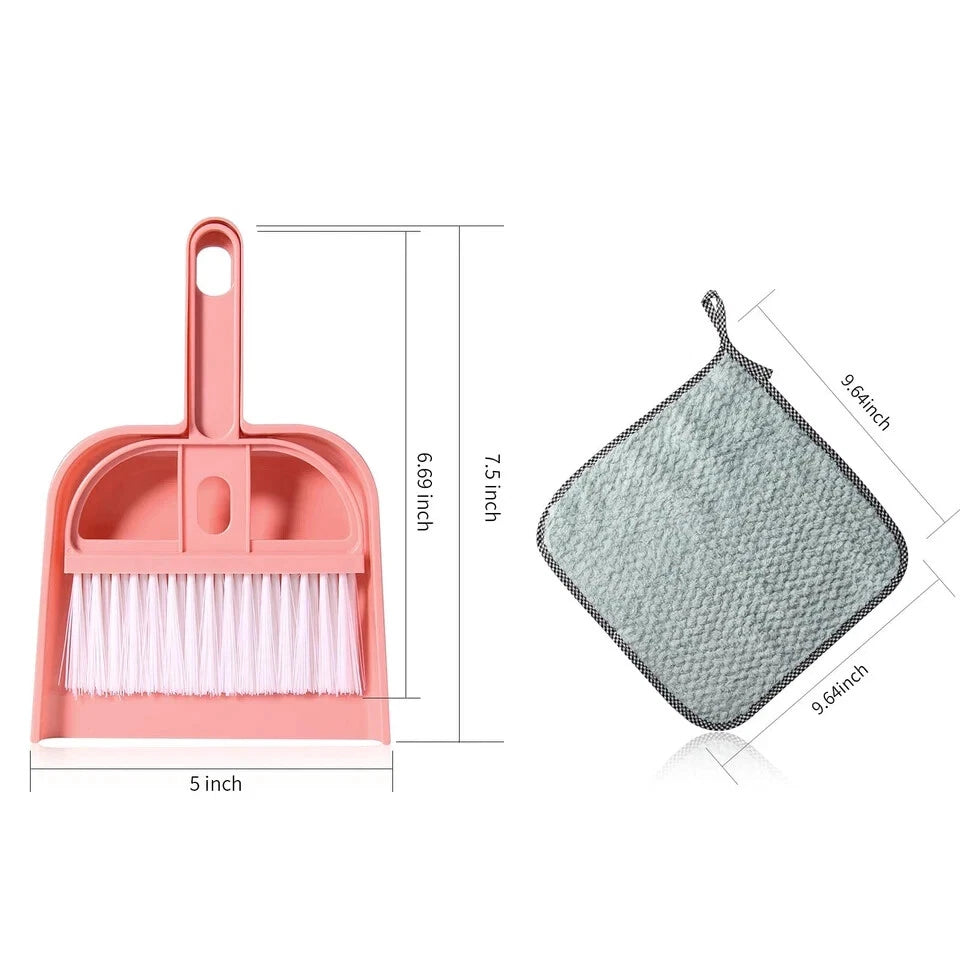 3 Pack Mini Hand Broom and Dustpan Set Small Dust Pans with Brush