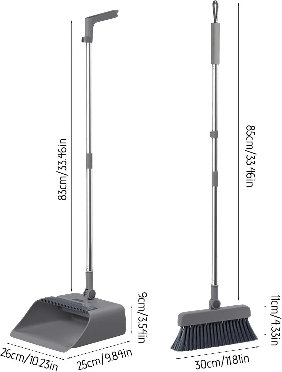 Broom & Dustpan Set 36-In Long Adjustable Handle Home Kitchen Office Hall Floor