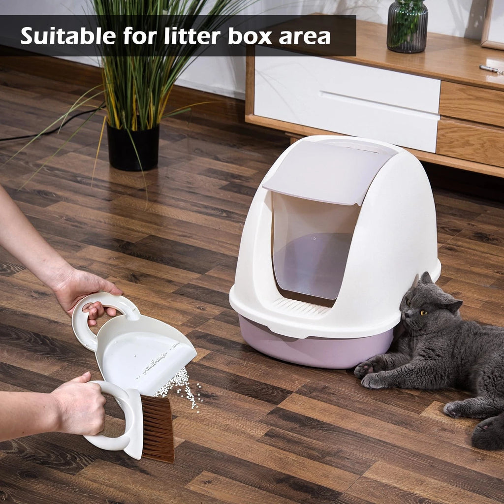 Mini Hand Broom and Dustpan Set: Small Brush Pan for Cleaning Home, White