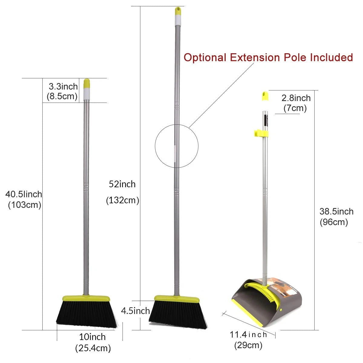 Broom and Dustpan Set Long Handle Combo Set for Office and Home Sweeping