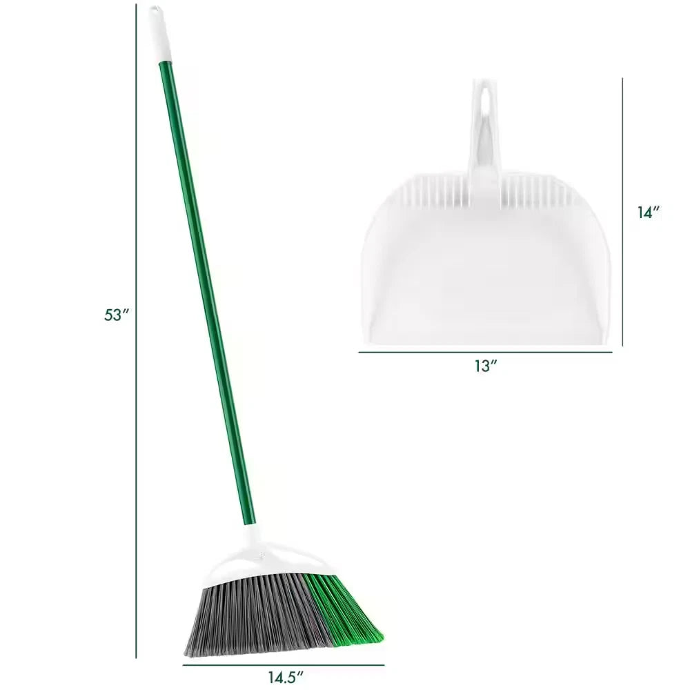 15 In. Extra-Large Precision Angle Broom and Dustpan Set with Steel Handle