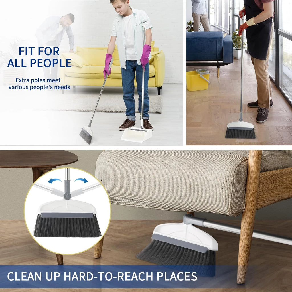 Broom with Dustpan Combo Set, 2 in 1 Broom and Dustpan Set with Long Handle, ...