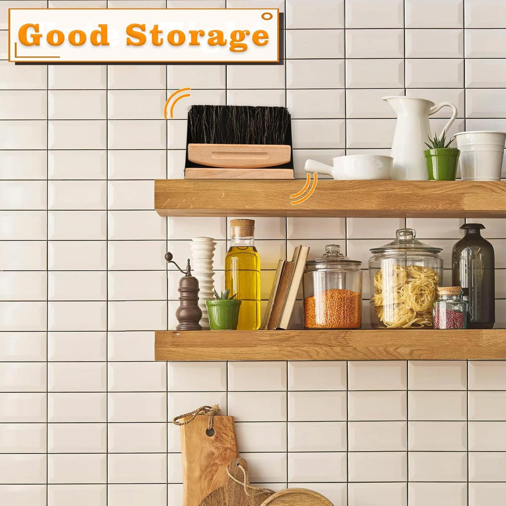 Small Dust Pan and Brush Set, Mini Hand Broom and Dustpan Set, Wooden Crumb Swee