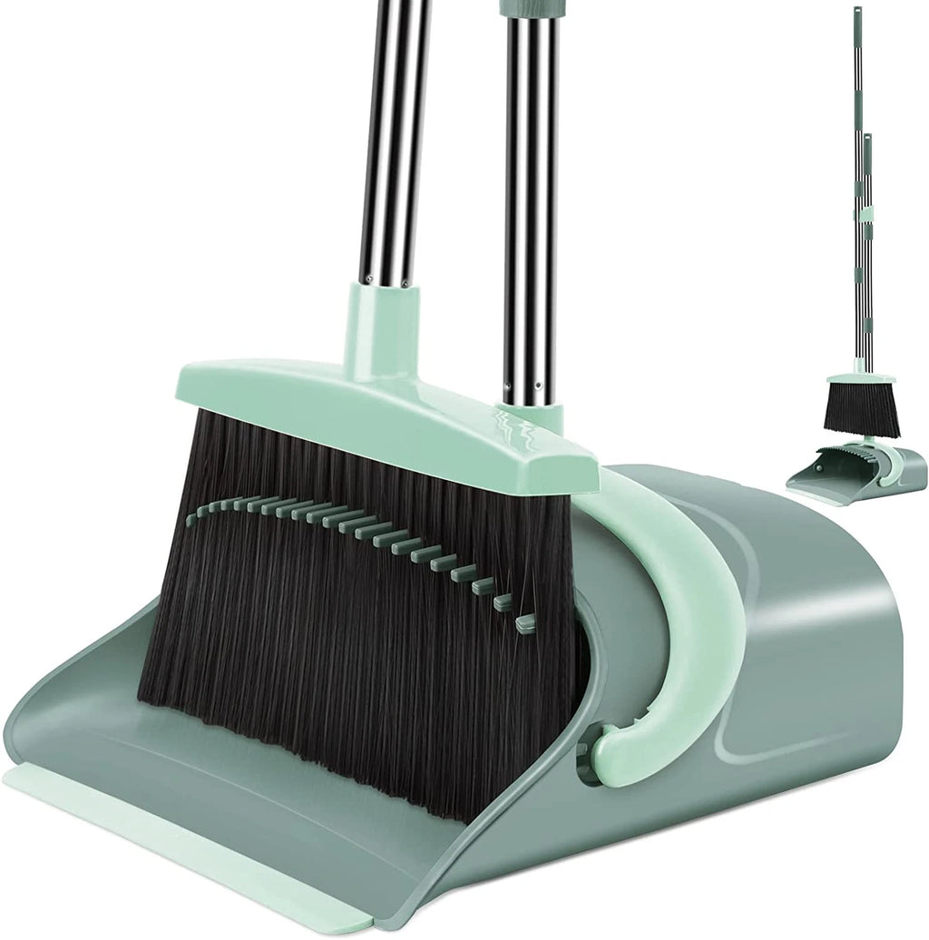 Broom and Dustpan Set, Broom Dust Pan, Dustpan with Long Handle, Broom with Dust