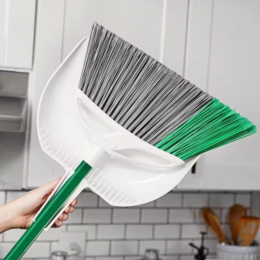 15 In. Extra-Large Precision Angle Broom and Dustpan Set with Steel Handle