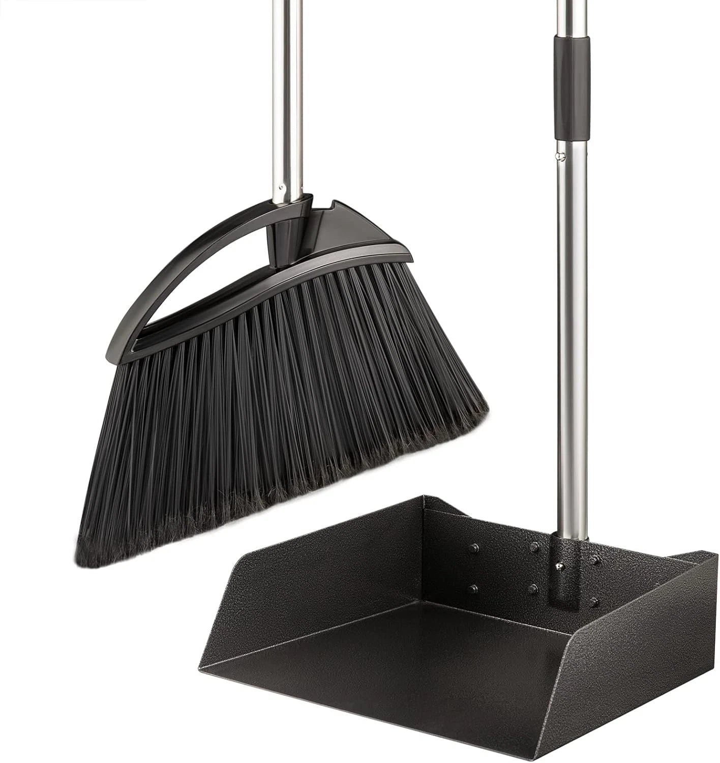Long Handled^Dust Pan and Broom Set$for Home/Heavy Duty Metal Dustpans and Broom