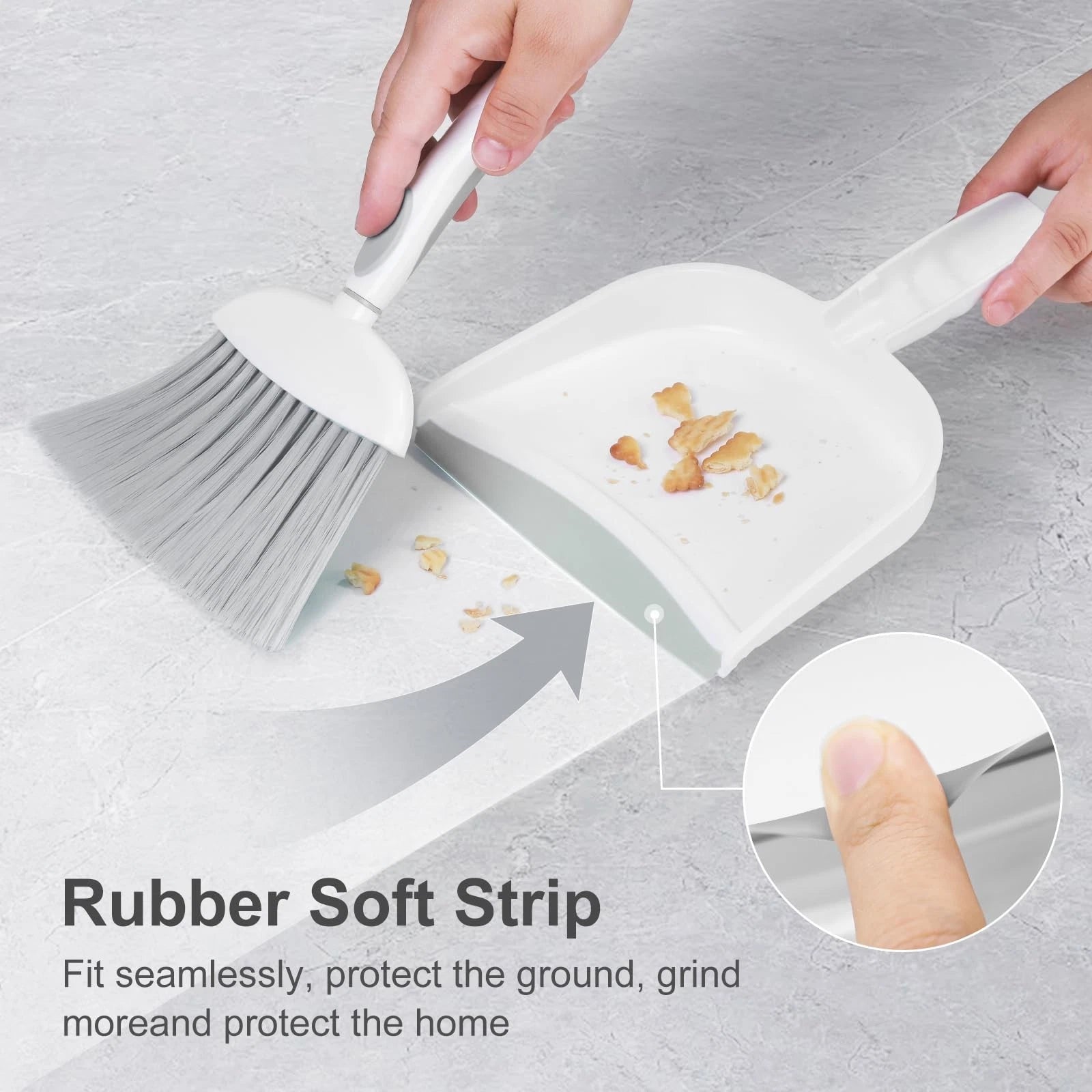 Small Dust Pan and Brush Set Mini Broom and Dustpan Hand and Combo with Teeth