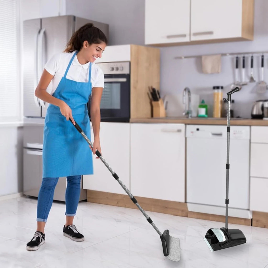 Broom with Dustpan Combo Set (54”) Long Handle Household Dust Pan for Home Offic