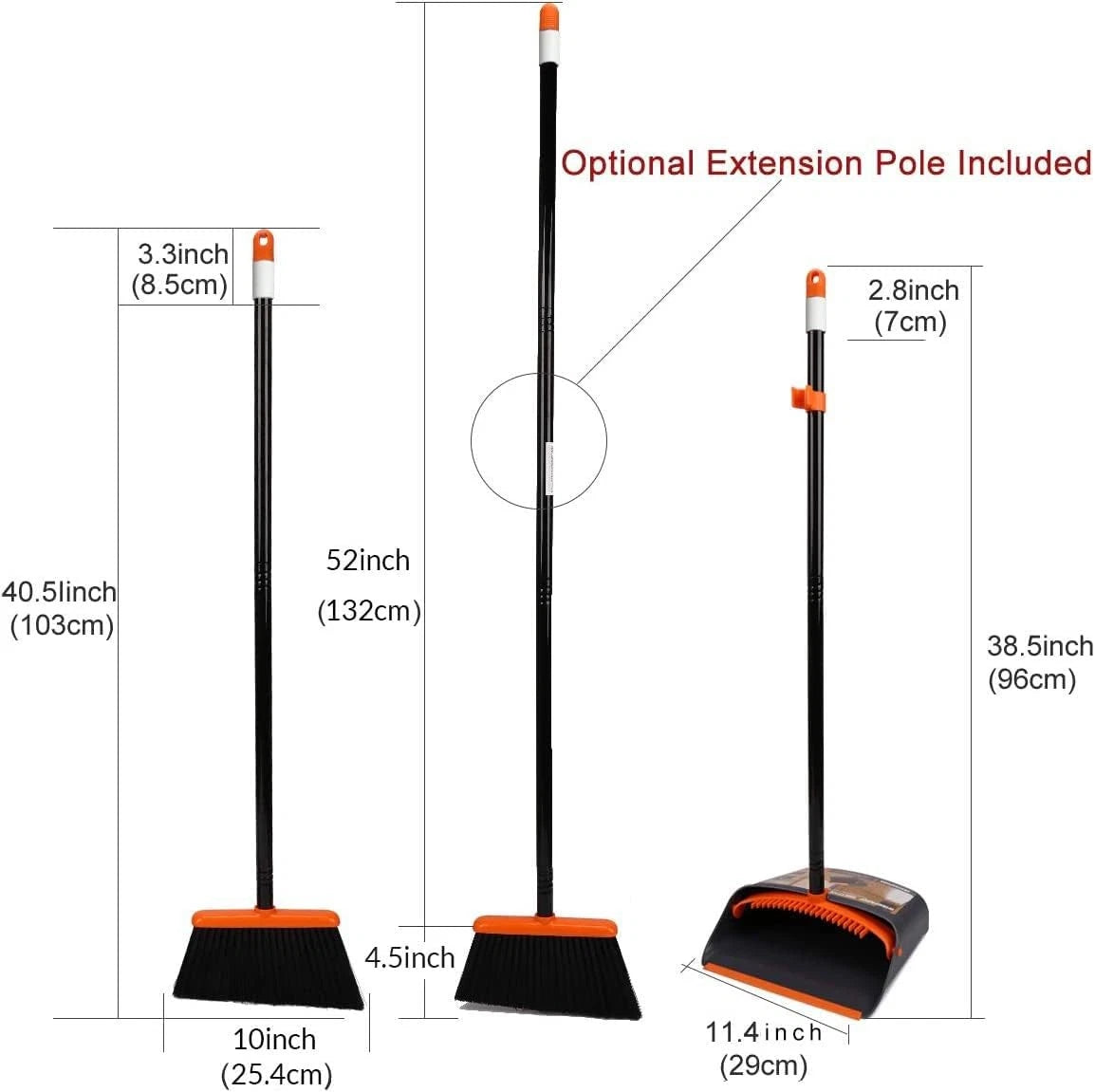 Tree-shaped broom and dustpan set, equipped with a 52-inch long handle