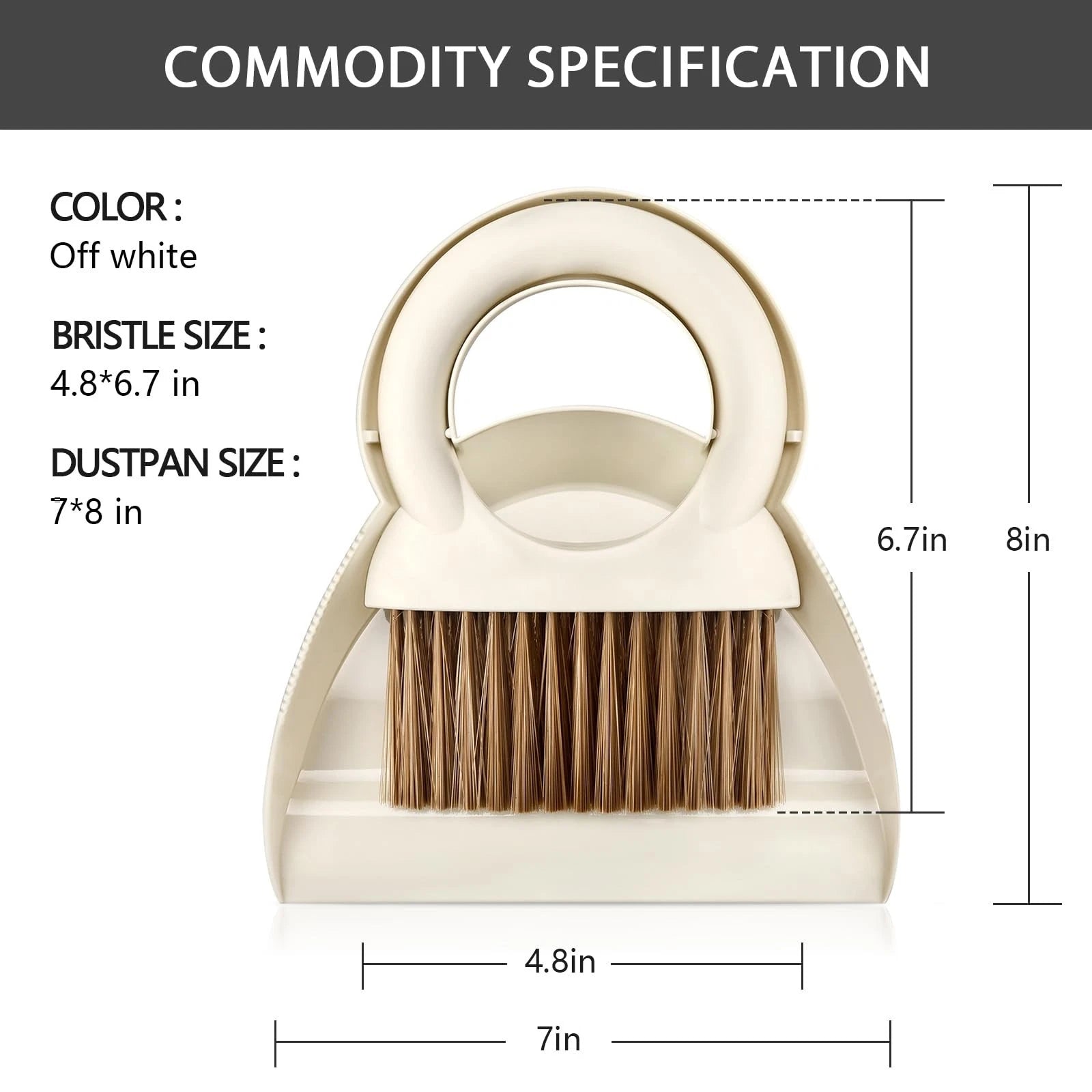 Mini Hand Broom and Dustpan Set: Small Brush Pan for Cleaning Home, White