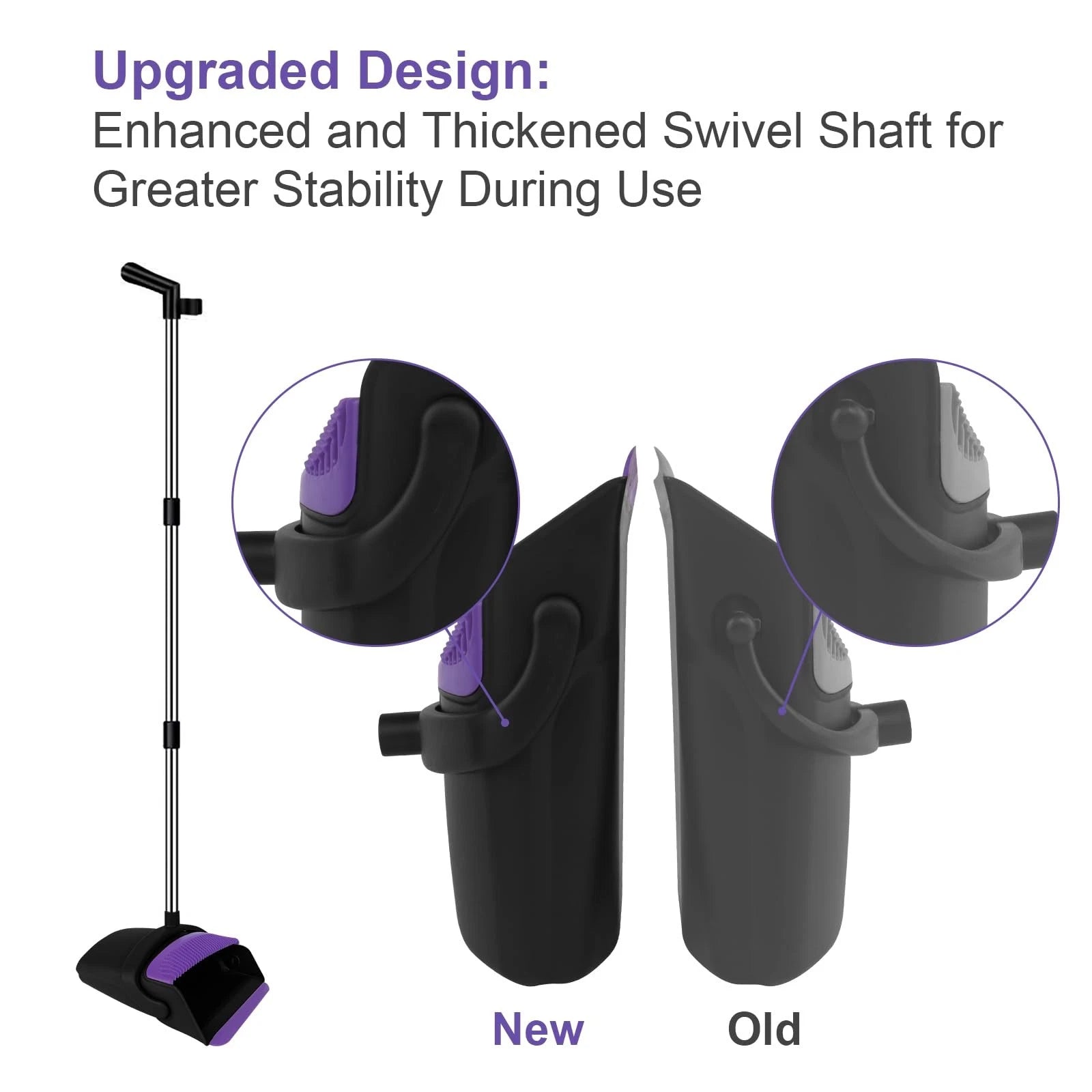 Broom and Dustpan Set, Upright Purple Broom with Dustpan Combo Set 51" Long H...