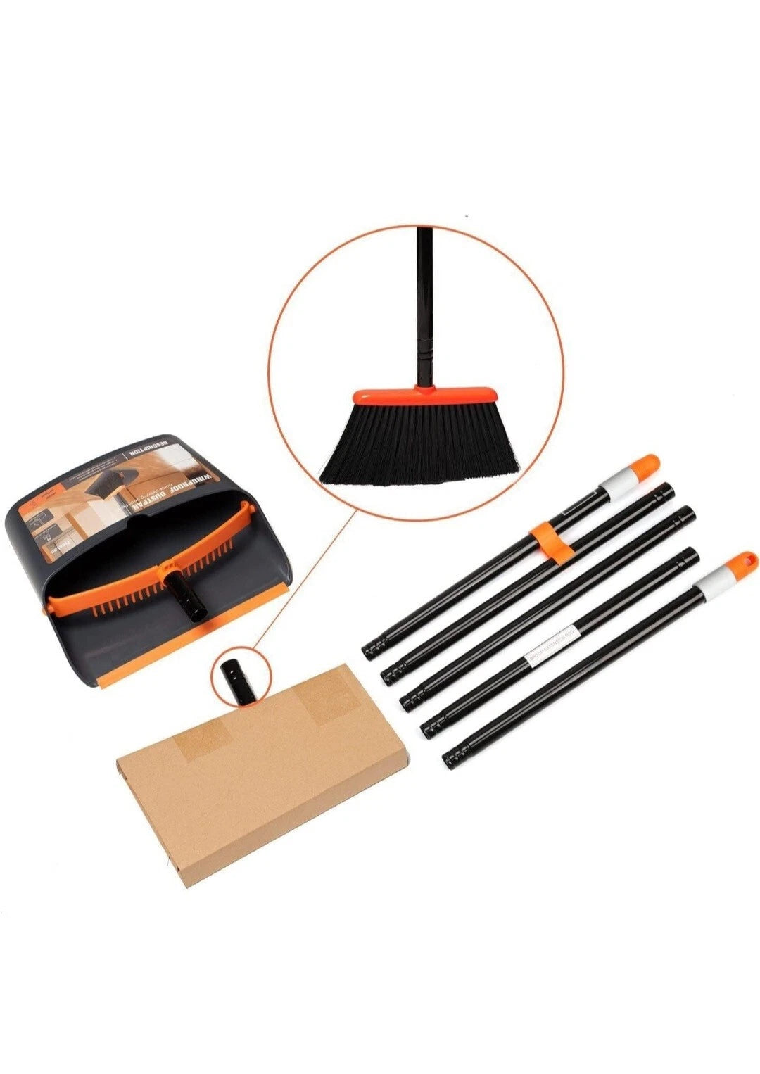 Broom and Dustpan Set with 52” Long Handle for Home Kitchen Room Office Lobby...