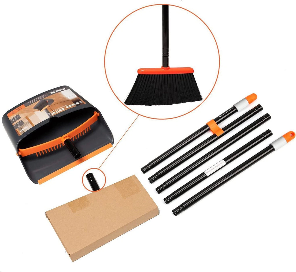 Broom and Dustpan Set with 52" Long Handle for Home Kitchen Room Office Lobby Fl