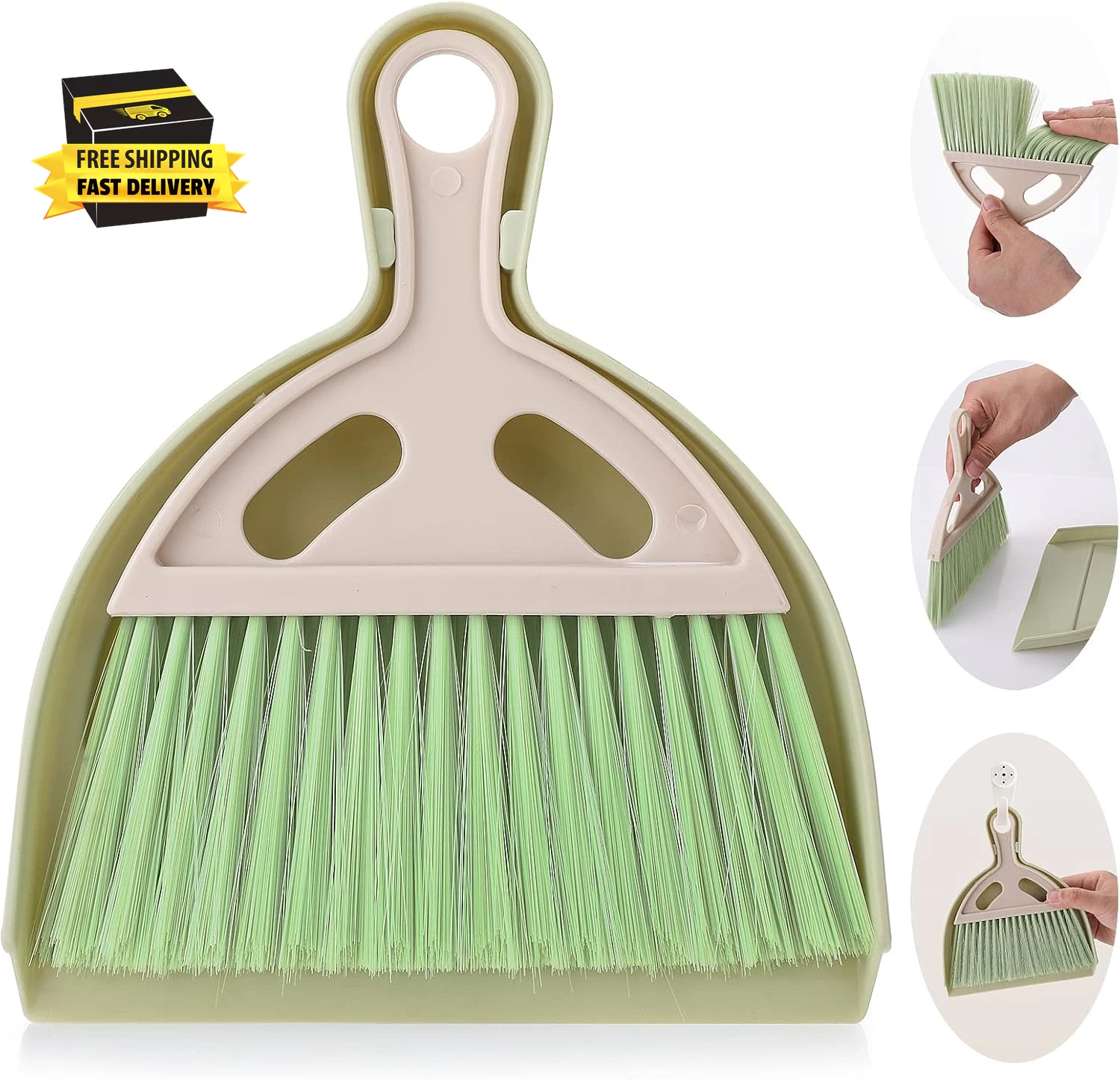 Small Broom and Dustpan Cleaning Set, Mini Whisk Dustpan and Brush with Handle P