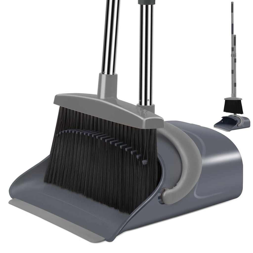 Broom and Dustpan Set, Dust pan with Long Handle, Broom with Dustpan Combo Se...