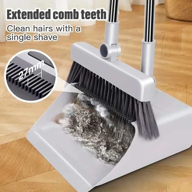 3-In-1 Broom And Dustpan Set 180 Degree Rotatable Broom Dustpan Combo  Gary