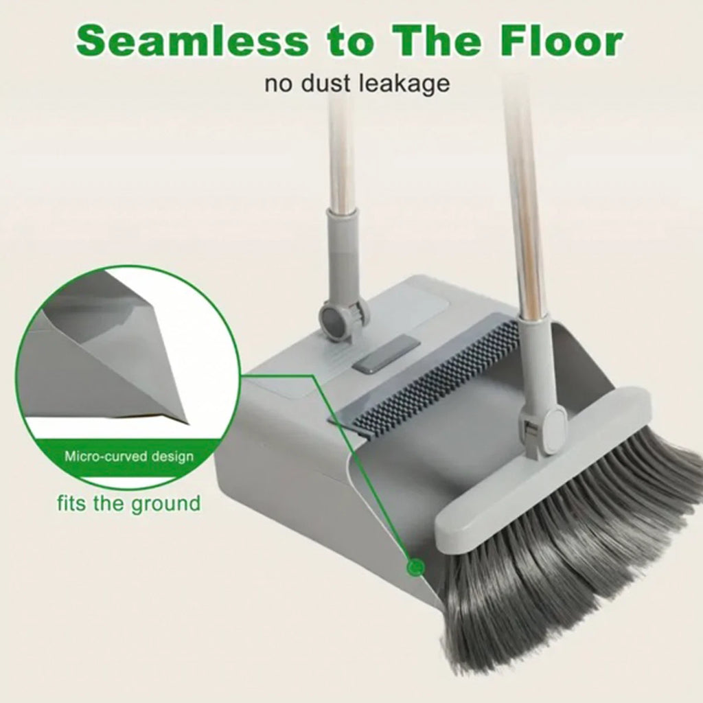 Broom & Dustpan Set 36-In Long Adjustable Handle Home Kitchen Office Hall Floor