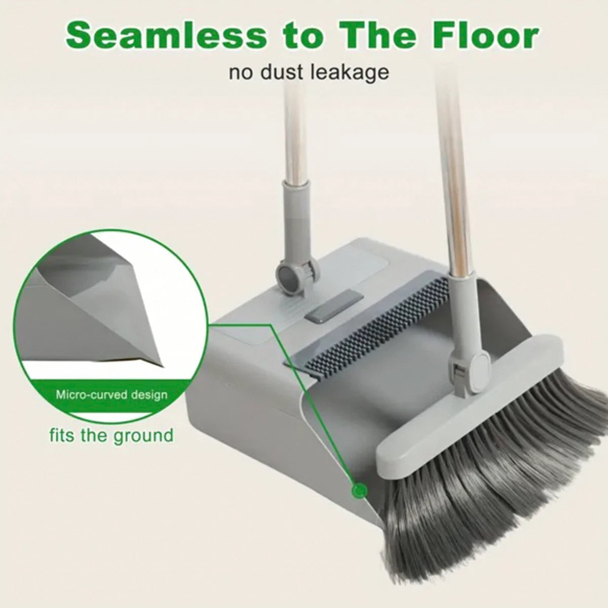 Broom & Dustpan Set 36-In Long Adjustable Handle Home Kitchen Office Hall Floor