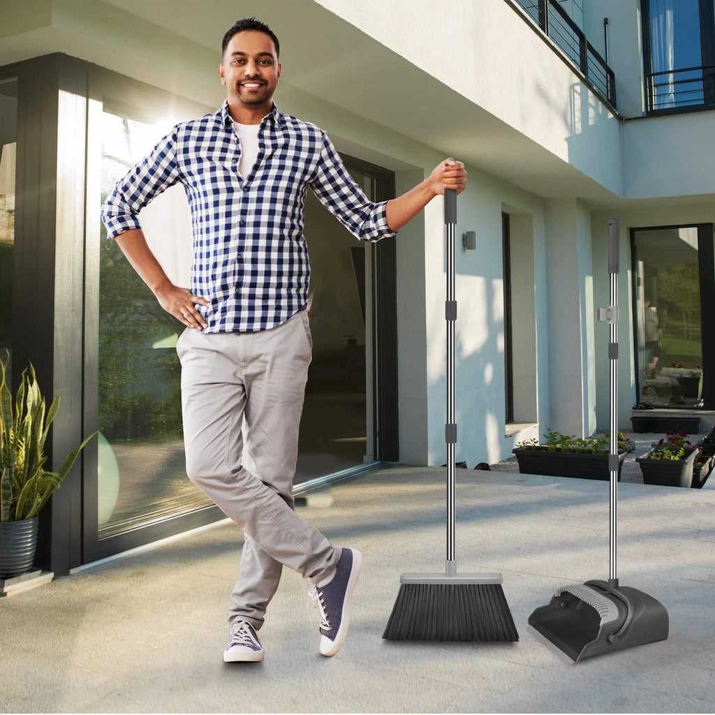 Broom and Dustpan Set for Home, Office, Indoor&Outdoor Sweeping, Stand Up Bro...