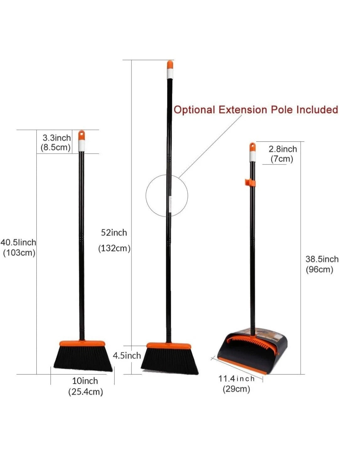 Broom and Dustpan Set with 52” Long Handle for Home Kitchen Room Office Lobby...