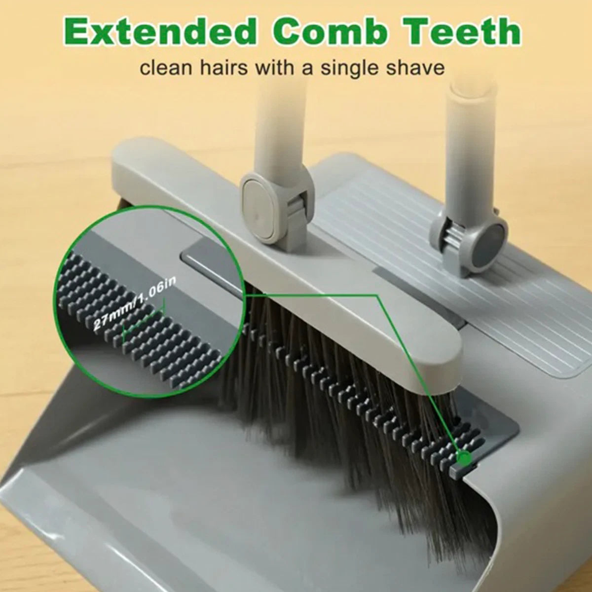 Broom & Dustpan Set 36-In Long Adjustable Handle Home Kitchen Office Hall Floor