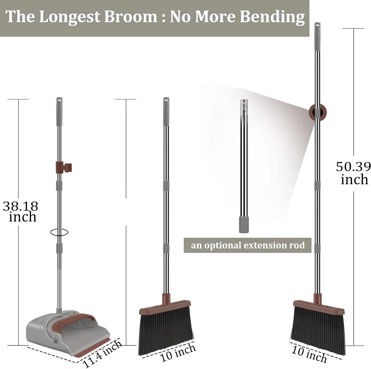 Broom and Dustpan Set, Self-Cleaning with Dustpan Teeth, Ideal for Dog Cat Pets