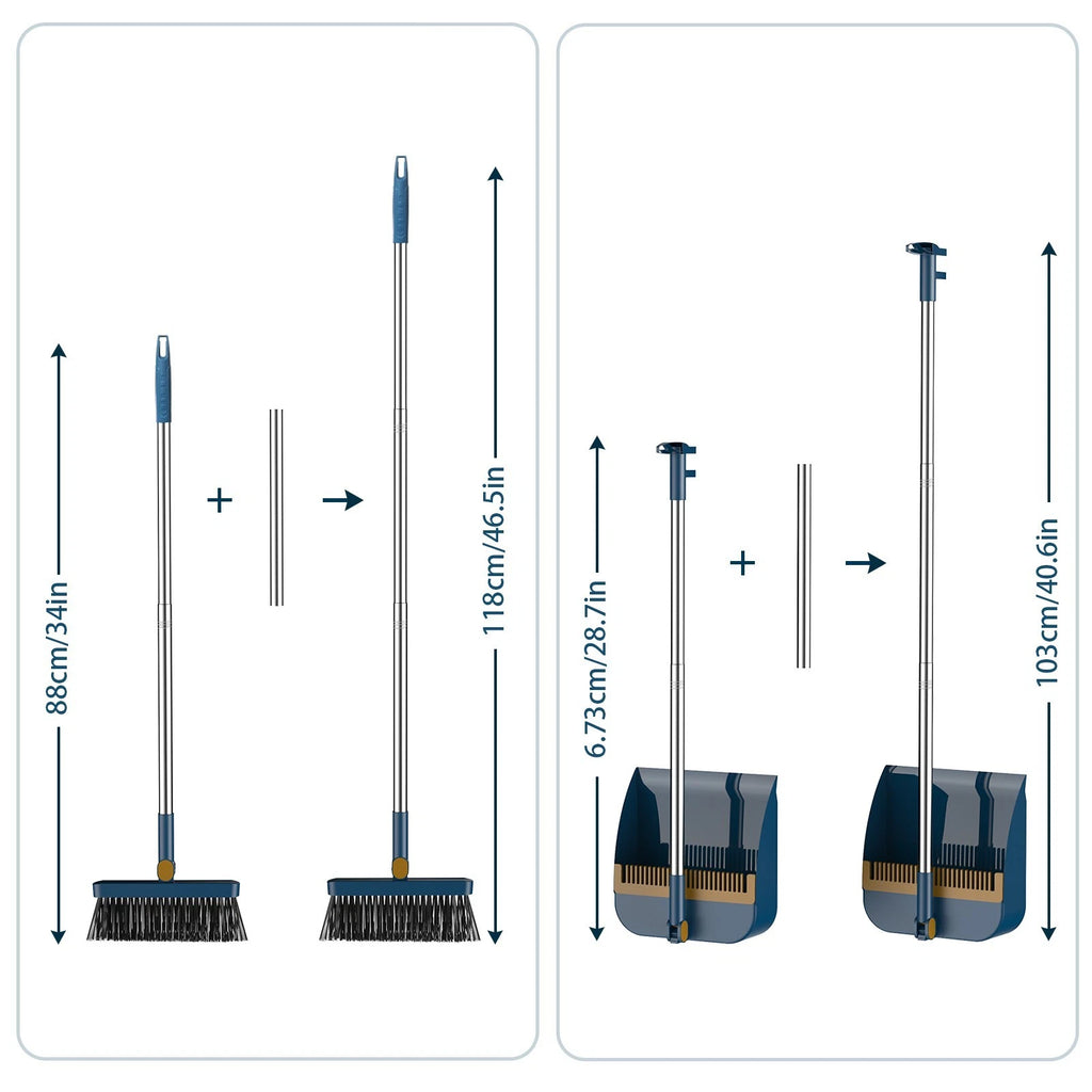 1x Broom Dustpan Set With Sturdy Long Handle Combo For Kitchen Indoor Outdoor