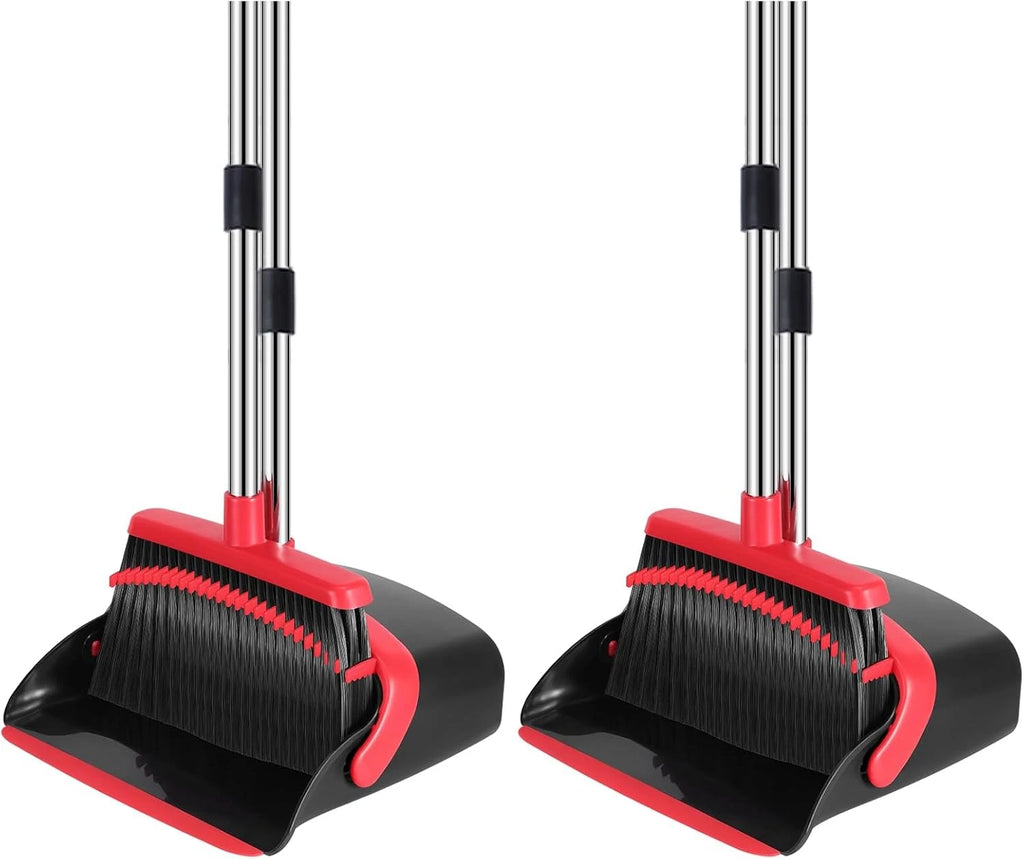 Broom and Dustpan Set, 52-in Long Adjustable Handle Broom Dustpan Combo